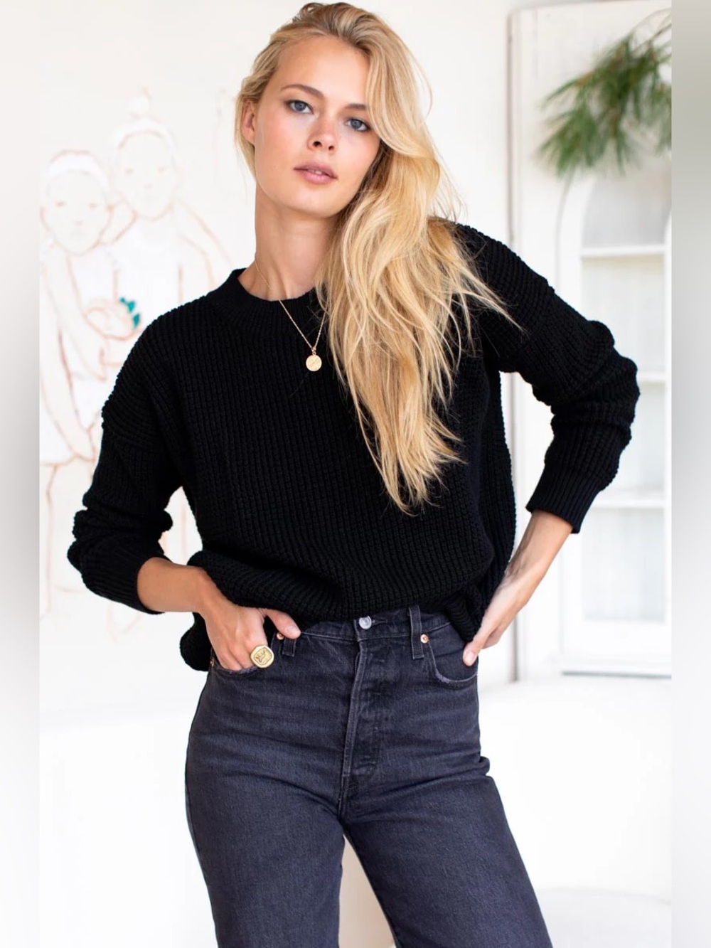 EMERSON FRY DAILY SWEATER - BLACK ORGANIC
